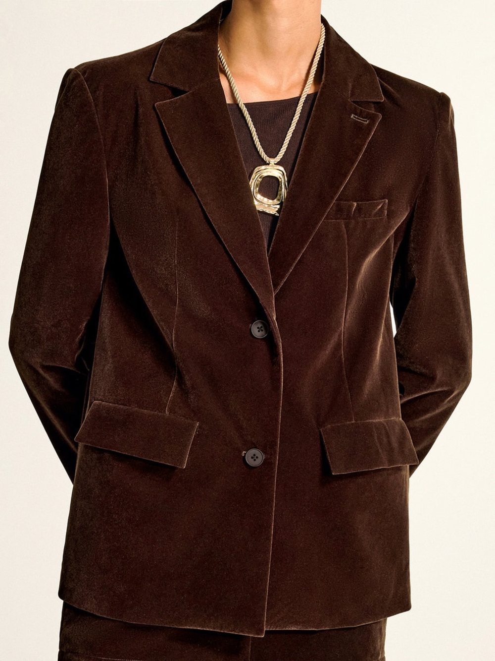 Commense Velvet Shawl Collar Blazer - Picture 3 of 5
